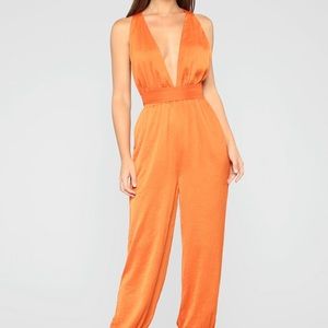 Satin serene orange jump suit